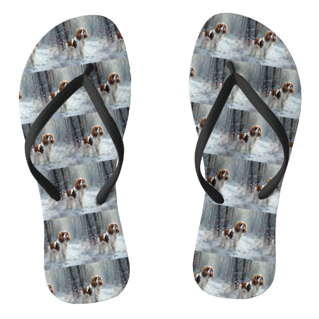 Cavalier King Let It Snow Christmas Brushed  Jandals (Footbed)