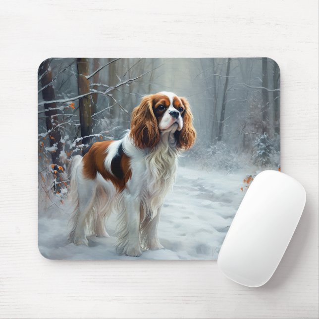 Cavalier King Let It Snow Christmas Brushed  Mouse Pad (With Mouse)