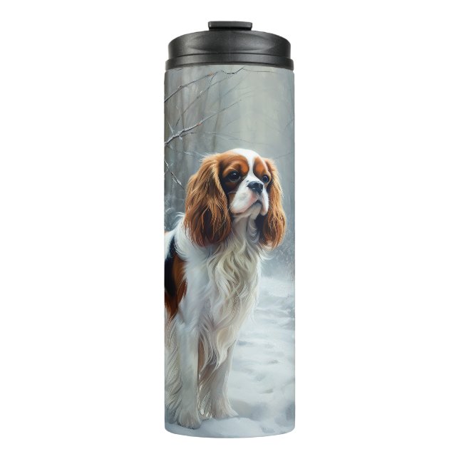 Cavalier King Let It Snow Christmas Brushed  Thermal Tumbler (Front)