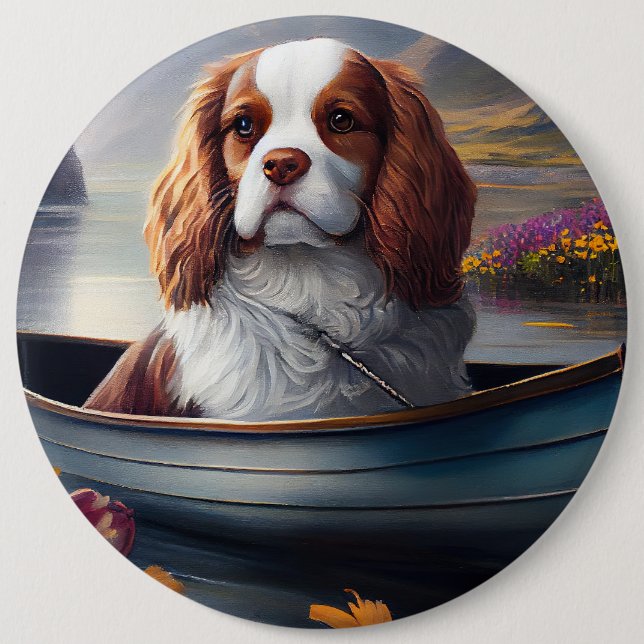 Cavalier King on a Paddle: A Scenic Adventure 6 Cm Round Badge (Front)