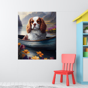 Cavalier King on a Paddle: A Scenic Adventure Poster