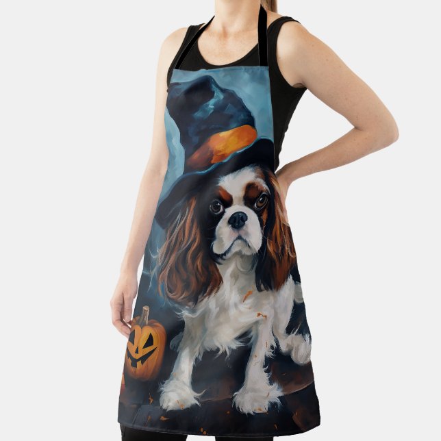 Cavalier King Pumpkins Halloween Scary  Apron (Insitu)