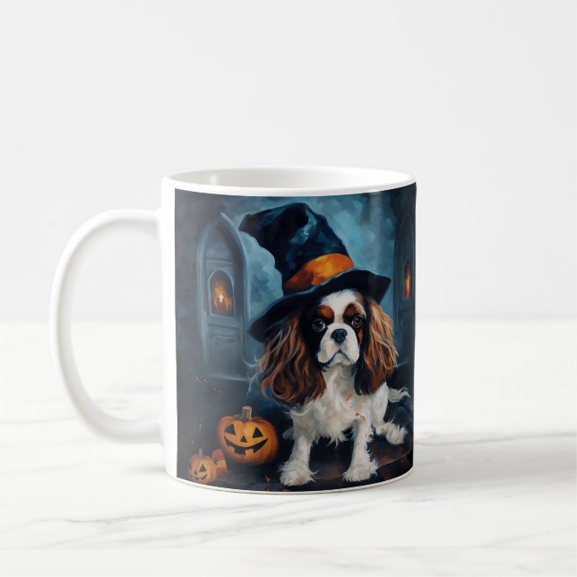 Cavalier King Pumpkins Halloween Scary  Coffee Mug (Left)