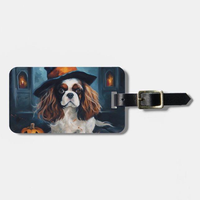 Cavalier King Pumpkins Halloween Scary  Luggage Tag (Front Horizontal)