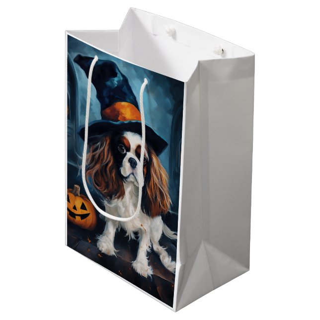 Cavalier King Pumpkins Halloween Scary  Medium Gift Bag (Front Angled)