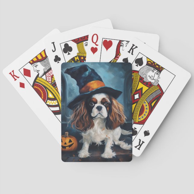 Cavalier King Pumpkins Halloween Scary  Playing Cards (Back)