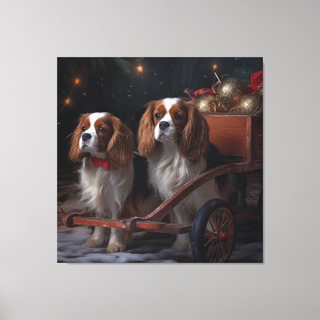 Cavalier King Snowy Sleigh Christmas Decor   (Front)