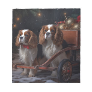 Cavalier King Snowy Sleigh Christmas Decor   Notepad