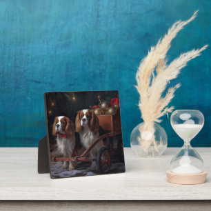 Cavalier King Snowy Sleigh Christmas Decor Plaque