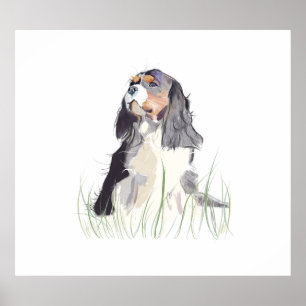 Cavalier King Watercolor Wall Art Poster