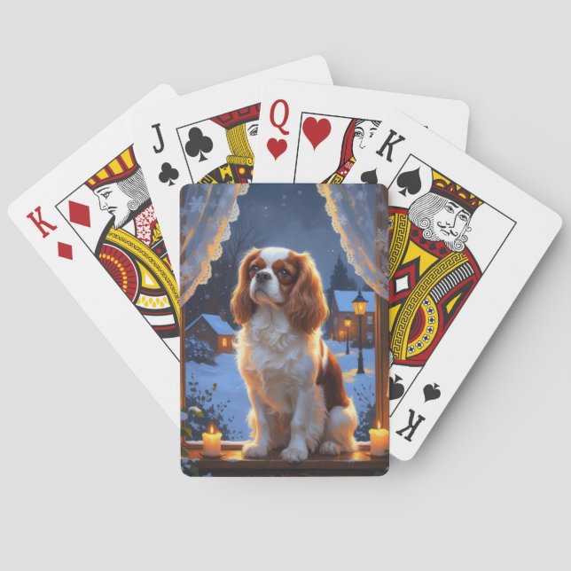 Cavalier King with Christmas Lights Holiday Playing Cards (Back)
