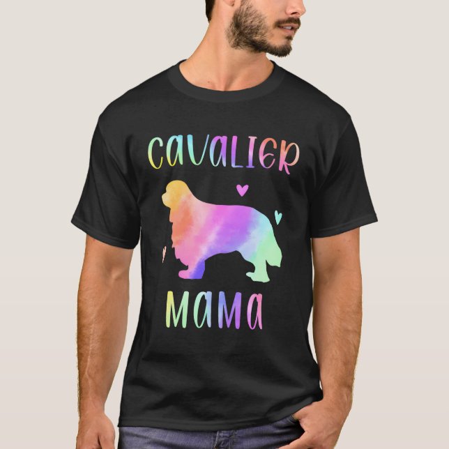 Cavalier Mama Cavie Mum Rainbow Watercolor T-Shirt (Front)