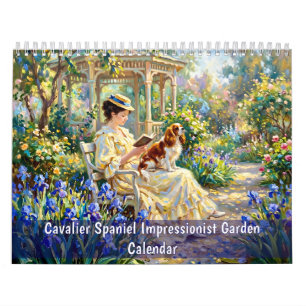 Cavalier Spaniel Impressionist Garden Calendar