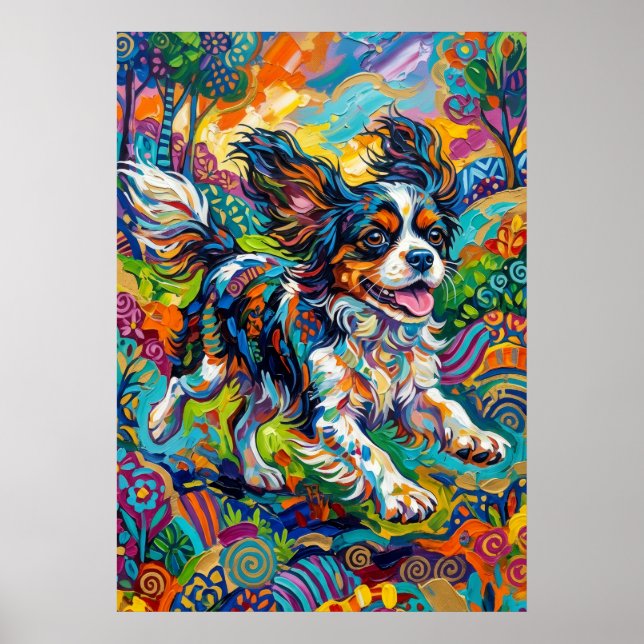 Cavalier Spaniel Psychedelic Art Poster (Front)
