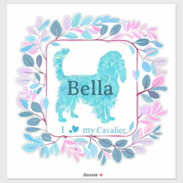 Cavalier Sticker – Personalised Pastel Blue Gift (Sheet)