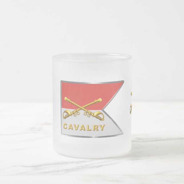 Cavalry Crossed Sabres Guidon Frosted Glass Coffee Mug (Center)