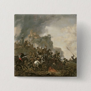 Cavalry Making a Sortie 15 Cm Square Badge