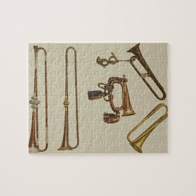 Cavalry trumpet, a bugle, a gilt trumpet made by J Jigsaw Puzzle (Horizontal)