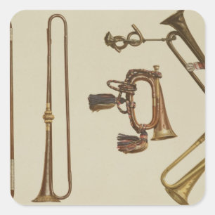 Cavalry trumpet, a bugle, a gilt trumpet made by J Square Sticker