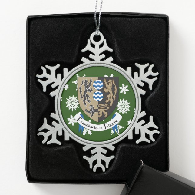 Cavan Ireland Crest Irish Snowflake Pewter Christmas Ornament (Box)