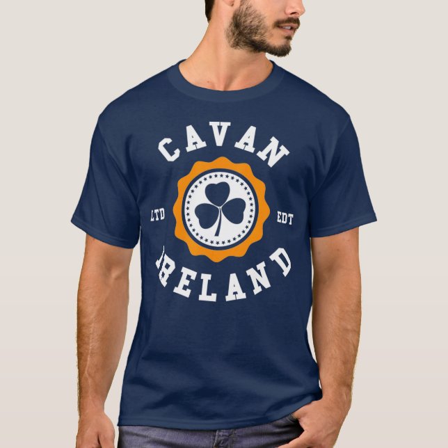 CAVAN Ireland Shamrock Irish Badge T-Shirt (Front)