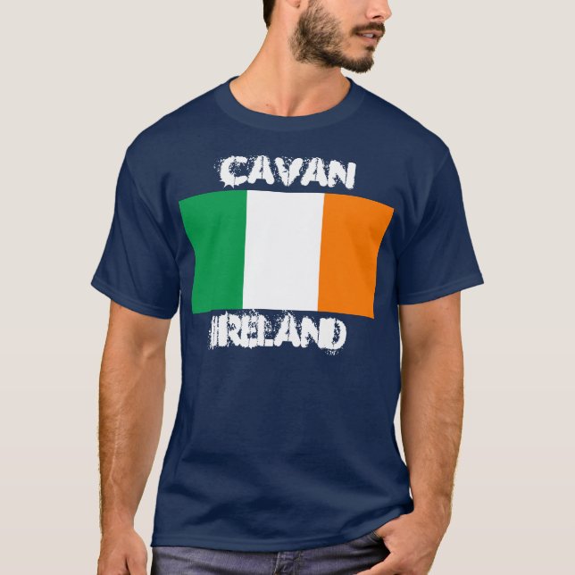 Cavan, Ireland with Irish flag T-Shirt (Front)