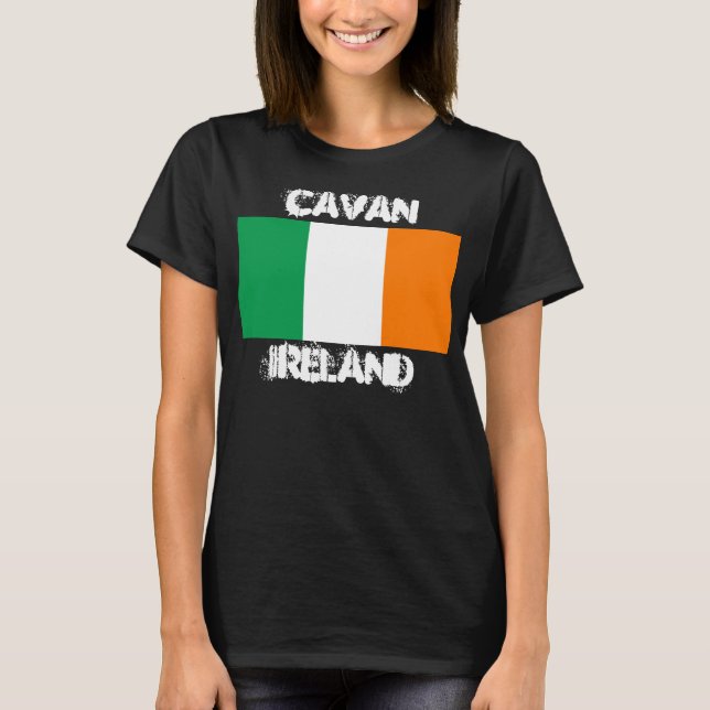 Cavan, Ireland with Irish flag T-Shirt (Front)