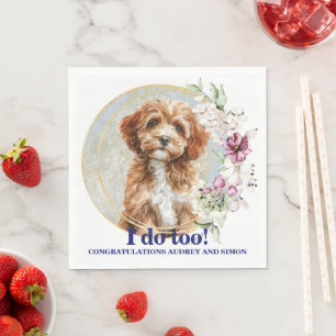 Cavapo Dog Wedding Napkins With Dogs Photo