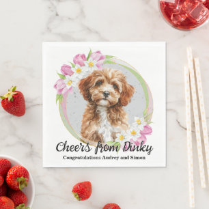 Cavapo Dog Wedding Napkins With Dogs Photo