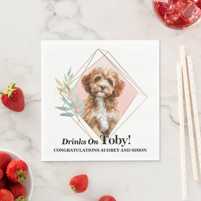 Cavapo Dog Wedding Napkins with Photo (Insitu)