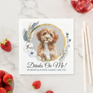 Cavapo Dog Wedding Napkins with Photo