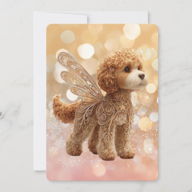 Cavapoo Cavoodle Angel Fairy Birthday Invitation (Front)