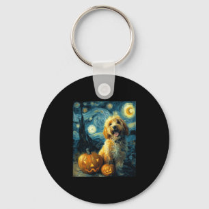 Cavapoo Cute Dog Halloween Jack O Lantern Pumpkin  Key Ring