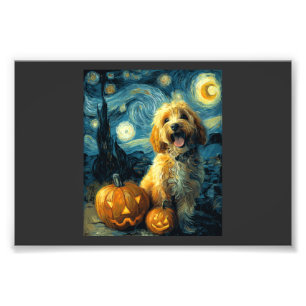 Cavapoo Cute Dog Halloween Jack O Lantern Pumpkin Photo Print