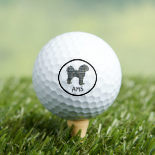 Cavapoo Cute Dog Silhouette Monogram Grid Golf Balls