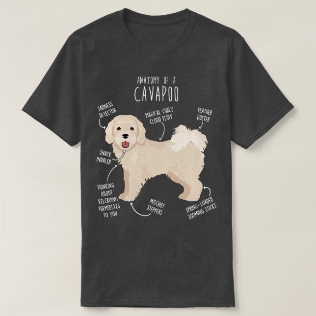 Cavapoo Dog Anatomy 1 T-Shirt (Design Front)
