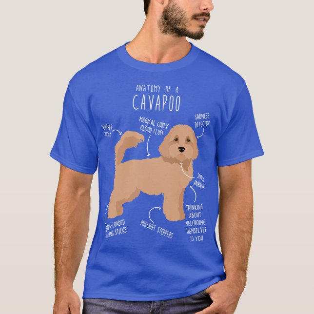Cavapoo Dog Anatomy retro T-Shirt (Front)