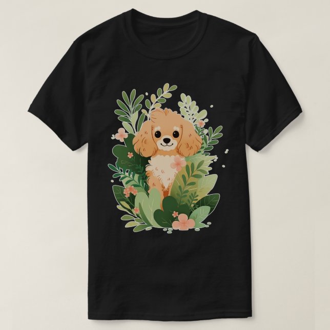 Cavapoo Dog Ferns T-Shirt (Design Front)