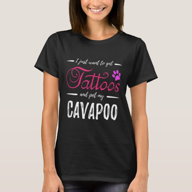 Cavapoo Dog Lover Tattoo Funny Dog Mum Gift Idea  T-Shirt (Front)