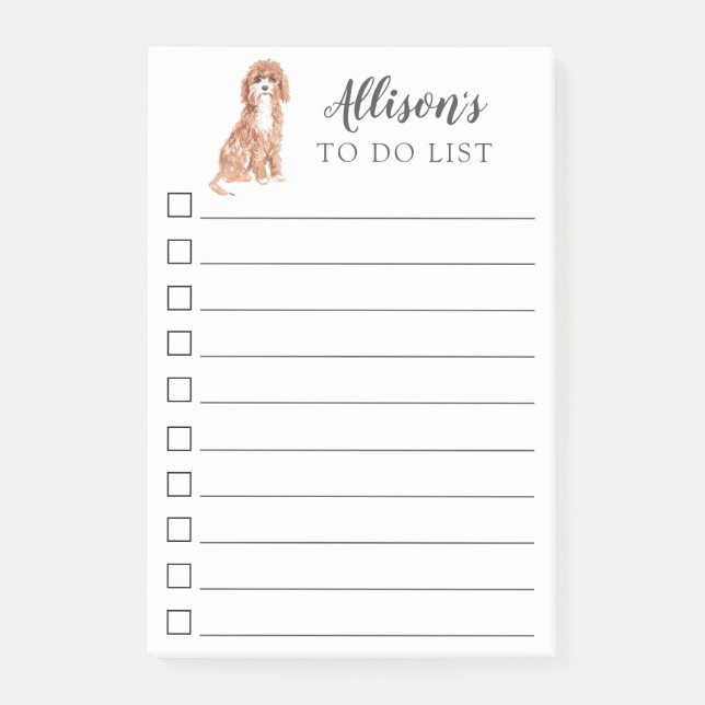 Cavapoo Dog Personalised To Do List Post-it Notes (Front)