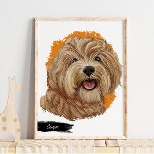 Cavapoo Dog Portrait Custom Pet Portrait Print