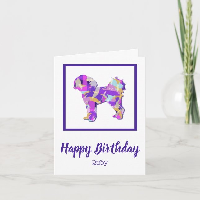 Cavapoo Dog Silhouette Cute PPY&B Birthday Card (Front)