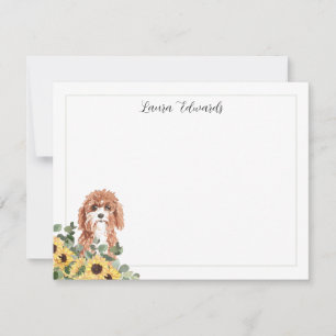 Cavapoo Dog Sunflower Eucalyptus Personalised Card