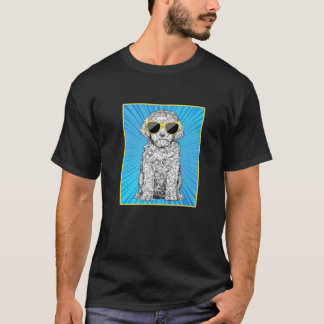 Cavapoo Portrait Pop Art Doodle Dog With Sunglasse T-Shirt