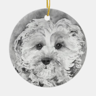Cavapoo puppy. ceramic tree decoration