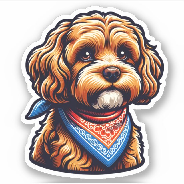 Cavapoo Vinyl Dog Sticker (Front)