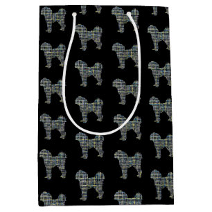Cavapoo Yellow & Black Grid Line Medium Gift Bag