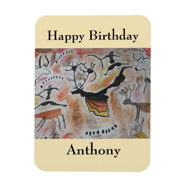 Cave Art Abstract Birthday Magnet (Vertical)