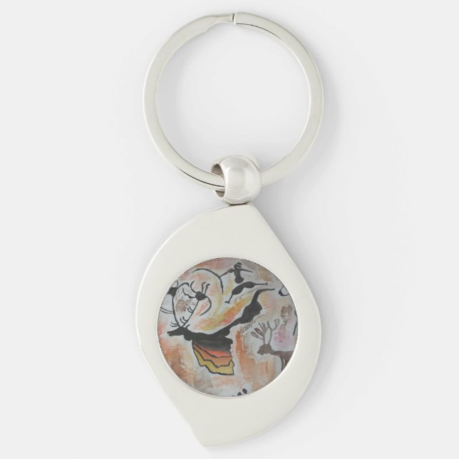 Cave Art Abstract Metal Key Ring (Front)