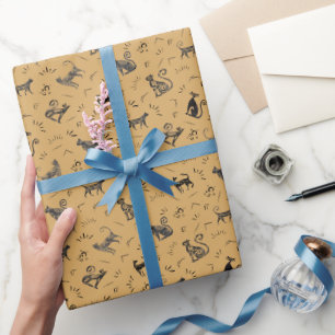 Cave Art Cats on Butterscotch Wrapping Paper
